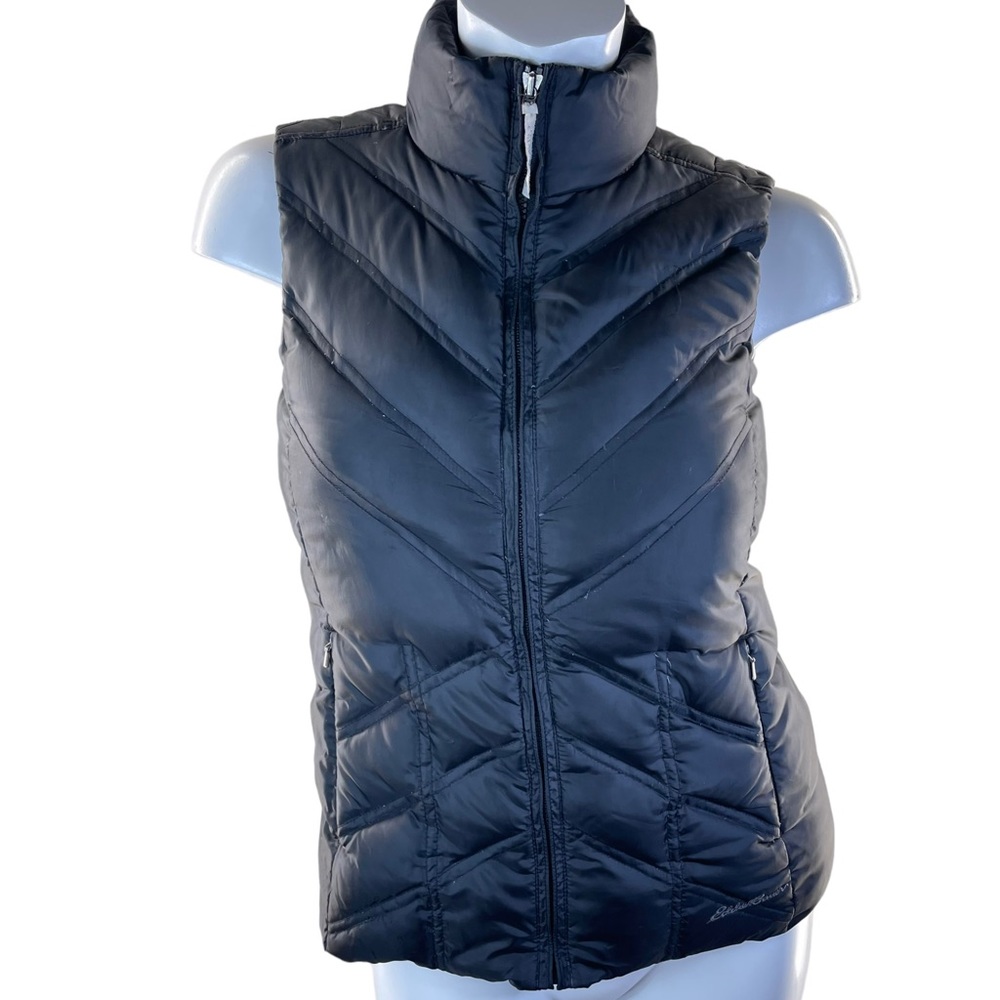 Eddie Bauer Premium 100% Goose Down Puffer Vest in Black w/2 Side Zip Pockets XS